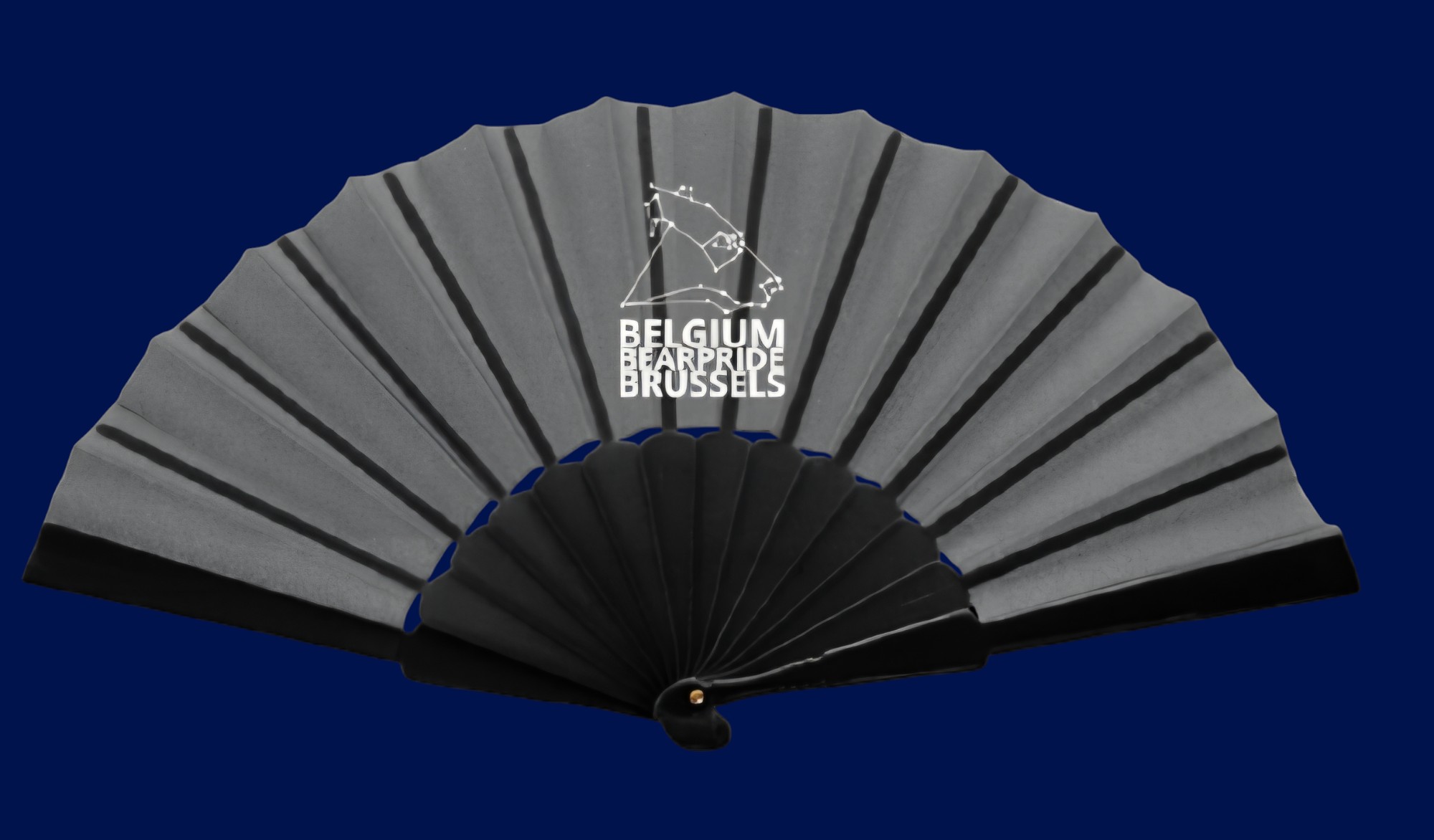 Black fan with white Belgium Bearpride logo