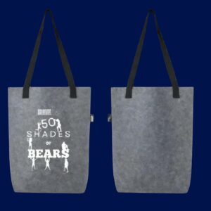 Grijze vilten tote bag met het witte "50 Shades of Bears" logo